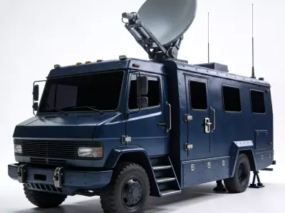 Realistic Tactical Satellite Van 3D Model Low-poly 3D model