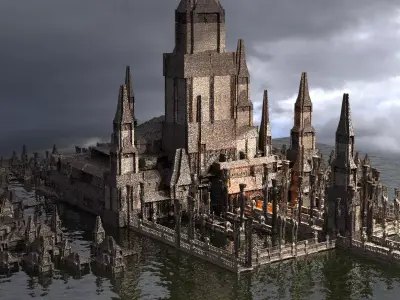 Lizard King Drake Fort City Tower Kit bash 3D model