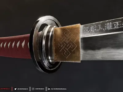 Katana Samurai Sword - Honjo Masamune - Realistic Weapon Low-poly 3D model