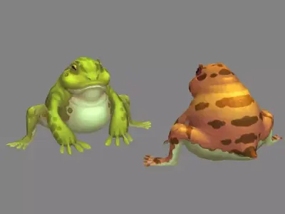 Cartoon Frog  - Fire Frog Low-poly 3D model