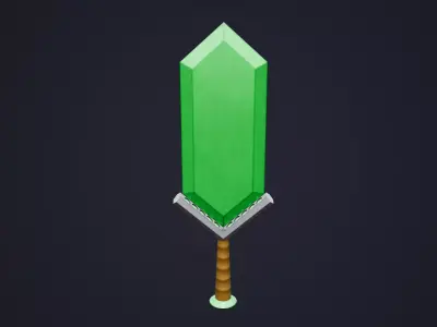 Stylized Emerald Sword Free low-poly 3D model