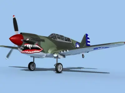 Curtiss P-40N Tomahawk China 3D model