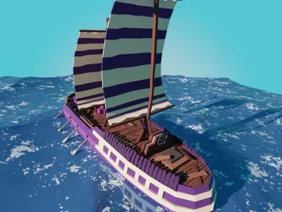 Stylized Ship-5 Low-poly 3D model