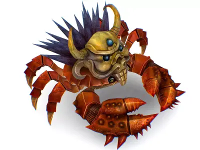 Red Giant Crab Shell Crayfish Arthropods Sea Animal Low-poly 3D model