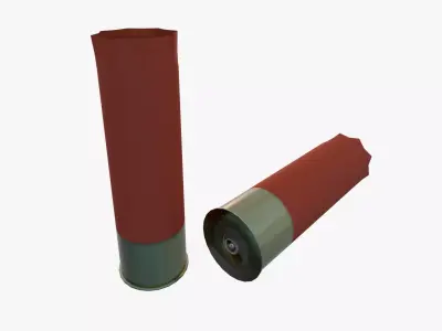 Fired 12 Gauge Shotgun Shell Low-poly 3D model
