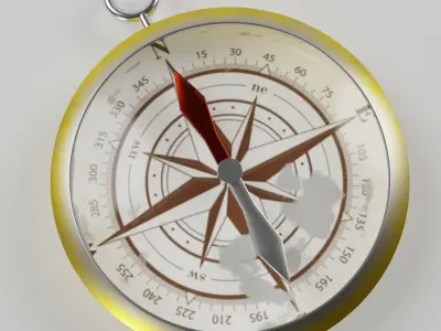 Compass - Low Poly gold Low-poly 3D model