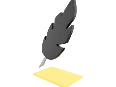 3d  of bird quill icon on white background 3D model
