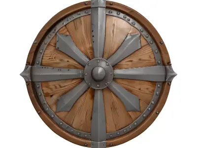 Viking Round Wooden Shield 3D model purchase