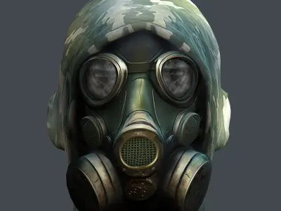 Gas mask helmet 3d model military combat Low-poly 3D model Low-poly 3D model