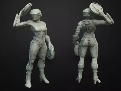 SCI-FI Miniature women soldier-Model 30 Free 3D print model