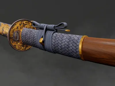 Dragon Blade - Katana Low-poly 3D model