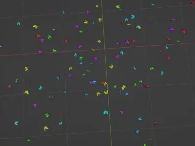 Pack of butterflies in six different colors Low-poly 3D model