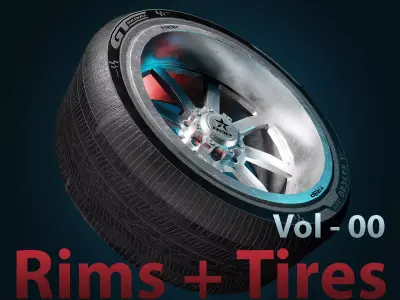 25 Rims And Tires  Vol-00 Game Ready Low-poly 3D model
