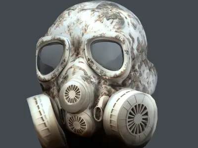  Gas mask helmet 3d model military combat fantasy cyborg Low-poly 3D model