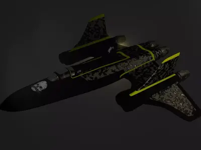 Stylized Black Aircraft with Skull 3D model