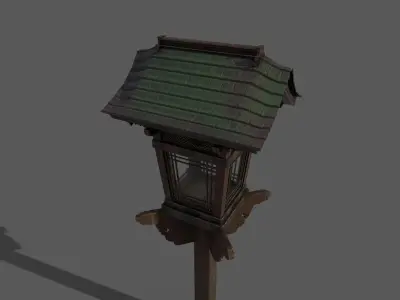 2 Japanese Wood Lamps - Fushimi Inari Taisha Low-poly 3D model