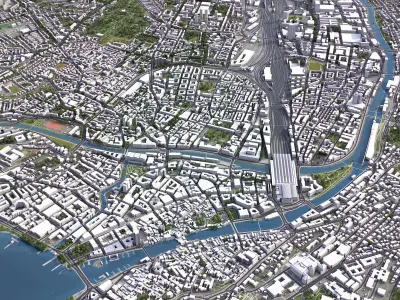 Zurich Low-poly 3D model