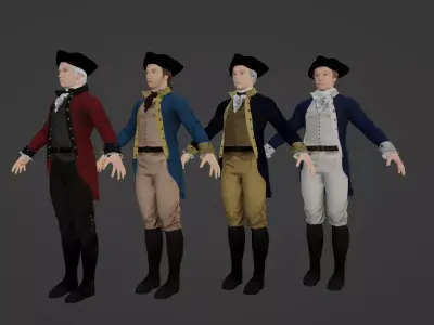 American Revolutionary General Low-poly 3D model