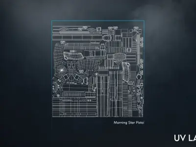 Cyberpunk Goth Pistol - Morning Star Low-poly 3D model