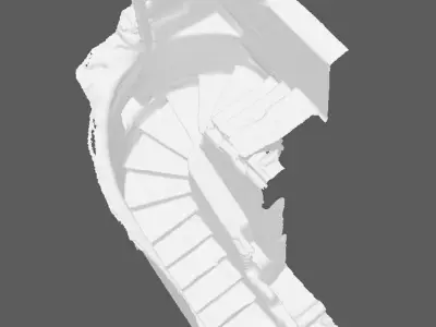Ancient ruined Spiral staircase with scattered dried leaves Free 3D model
