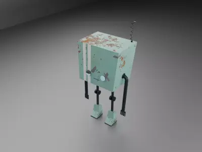 Low Poly Sci Fi Robot Combined- Separated 16 Part Model Low-poly 3D model