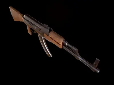 Ak-47 ak - rifle Low-poly 3D model 7