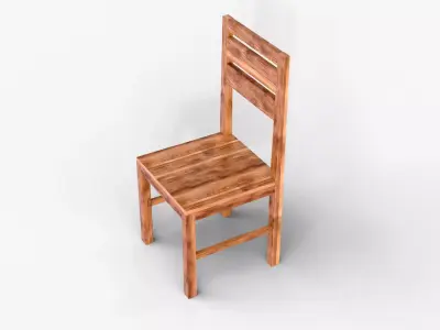  Classic Wooden Dining Chair 3D Model with  PBR Furniture Asset Low-poly 3D model