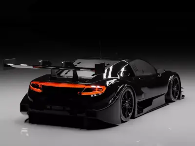 Futuristic GT Race Rigged 3D Model Hypercar Widebody Low-poly 3D model