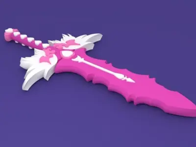 Pink Fairy Love Sword 3D Model Low-poly 3D model