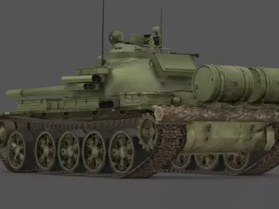 T-55AD Main Battle Tank 3D Model Czechoslovak Anti-Aircraft Low-poly 3D model