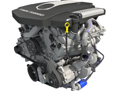 Animated V6 Engine 3D model