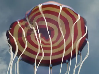 Parachute kite flying in sky - kite Low-poly 3D model