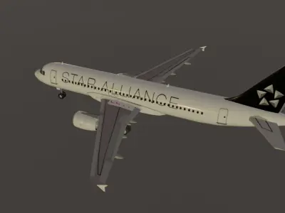 Star Alliance airbus a320-214 low poly 3D model Low-poly 3D model