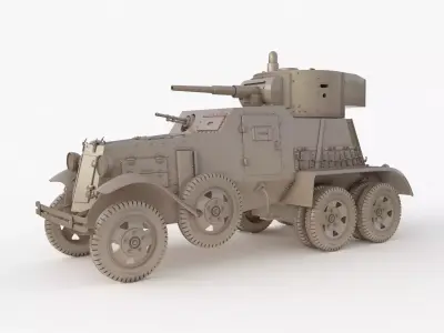 BA 6 Armored Car Clay Vray 3D model