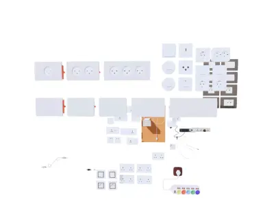 3D Electrical Outlets and Power Accessories Collection Low-poly 3D model
