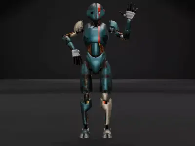 Blue Robot Low-poly 3D model