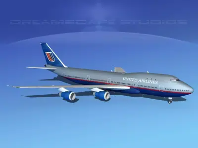 Boeing 747-100 United Airlines 3 3D model