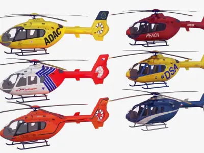 Bundle 6x Airbus EC 135 Low-poly 3D model