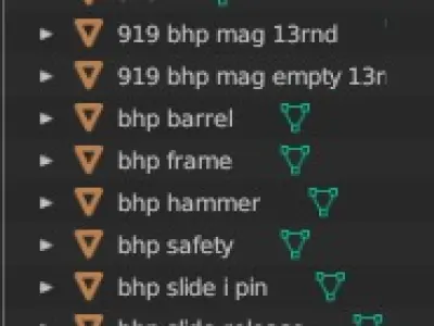 low-poly FN Browning Hi-Power Free low-poly 3D model