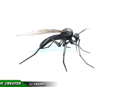 Low-Poly Mosquito Rigged Animated 3d model Low-poly 3D model