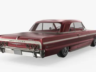 Chevrolet Impala Lowrider 1964 with Dropped Stance Pearl Red 3D model