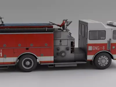 Fire truck lowpoly game ready Low-poly 3D model