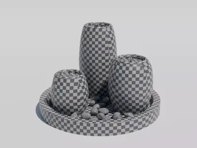 Set de Bougies Zen Modele 3D decoratif Textures PBR FBX OBJ Free 3D model