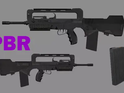 Assault MS2 Bullpup Game Ready Rifle Low Poly 3D Model Low-poly 3D model