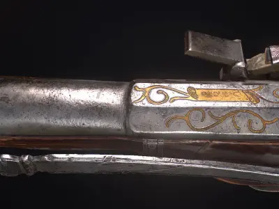 Mushketon flintlock pistol Low-poly 3D model