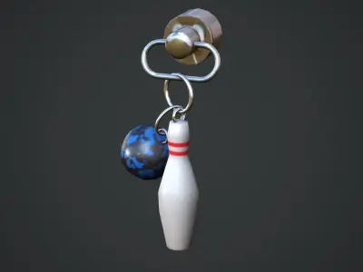 Bowling Pin n Ball Weapon Charm - Low Poly Game Ready Low-poly 3D model