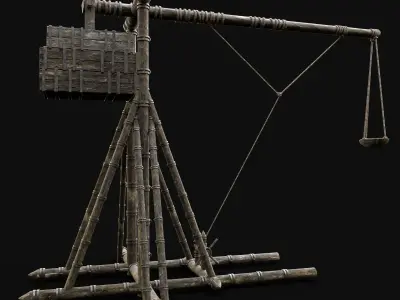 TREBUCHET WAR MACHINE MEDIEVAL CONSTRUCTION SIEGE ENGINE BATTLE Low-poly 3D model