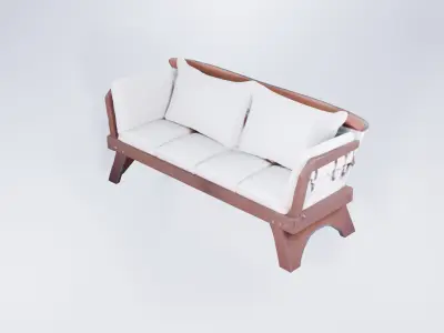 Low Poly Outdoor Bench - Classic Wooden Garden Seat 3D model