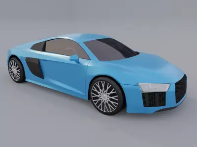 Audi r8 3D model high poly and low poly Free low-poly 3D model