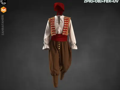 MENS PIRATE OUTFIT 3D model
